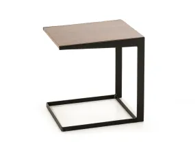 19' Walnut Veneer and Metal End Table By Homeroots - 283844