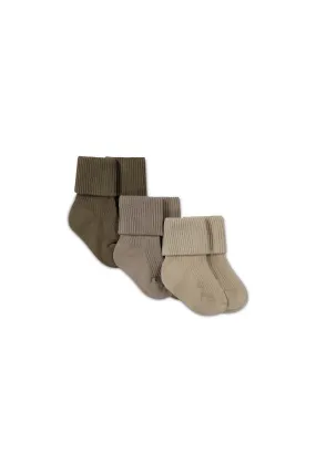 3PK Rib Sock - Bear/Greige/Feather Gray