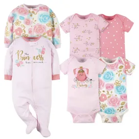 6-Piece Baby Girls Princess Onesies Bodysuit and Sleep 'N Play Set