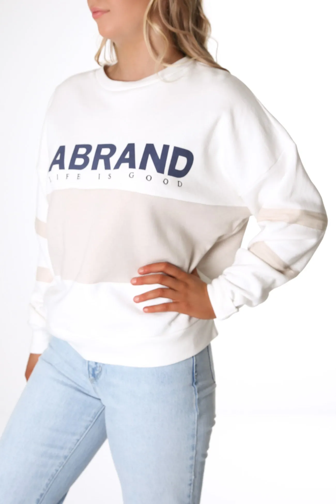 A Oversized Panelled Sweater White Sand