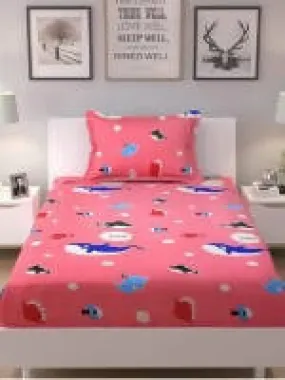 Abstract Cotton 1 Single Bedsheet With 1 Pillow Covers