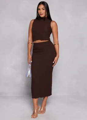 Almost Famous Textured Knit Midi Skirt