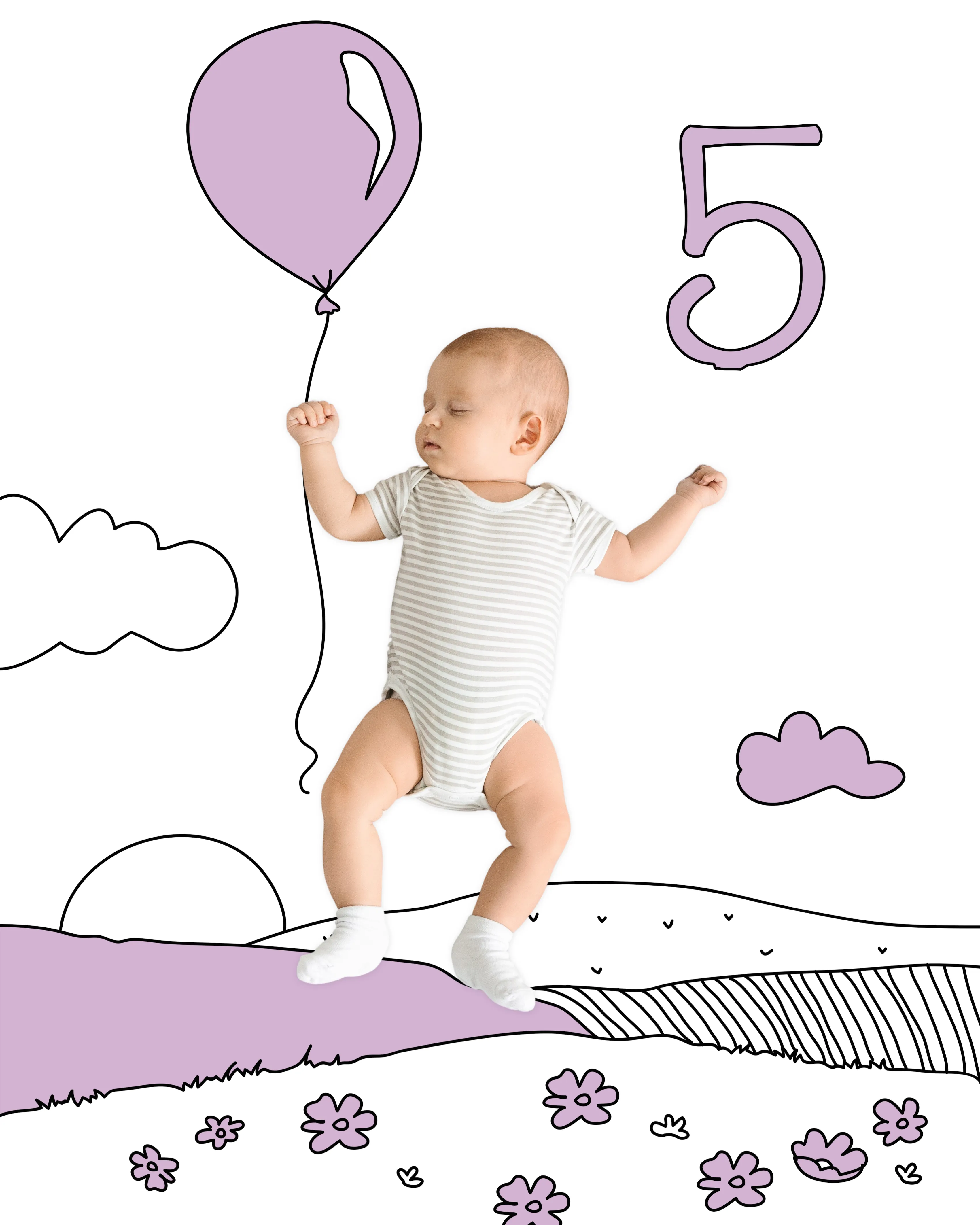 Balloon Flying Sketch Baby Photo Backdrop Photo Prop Background Monthly Pictures Milestone Backdrop