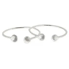 Better Jewelry Sea Shell .925 Sterling Silver West Indian Bangles, 1 pair