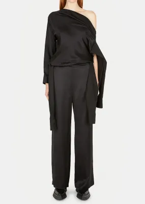 Black Dropped Shoulder Jumpsuit