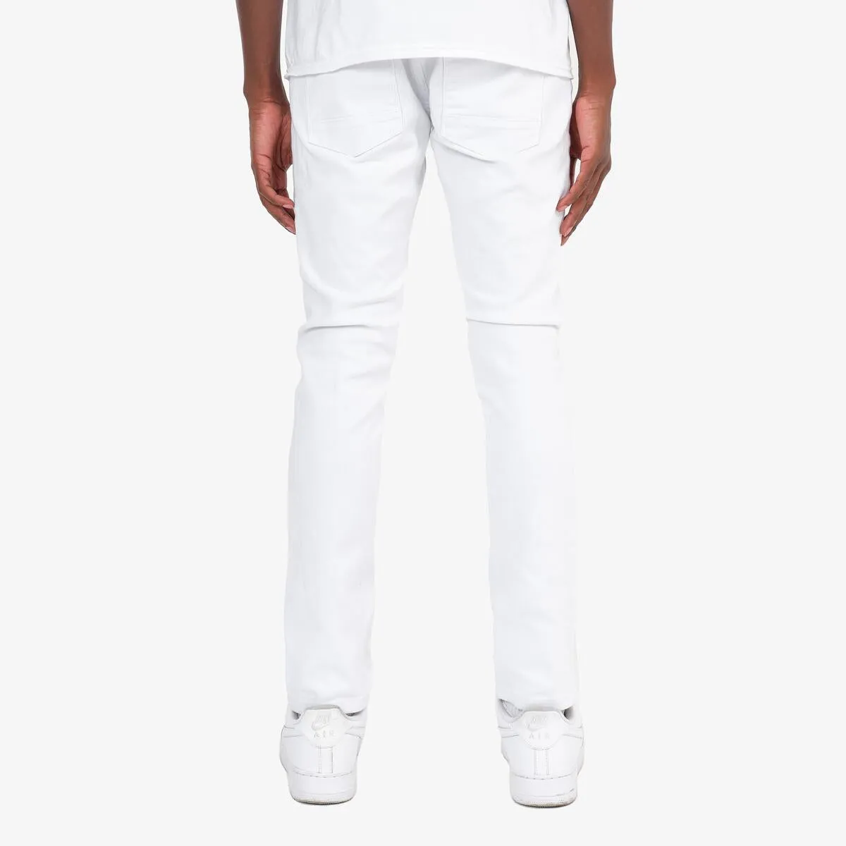 Copper Rivet Plain Slim  Boy Jean (White)