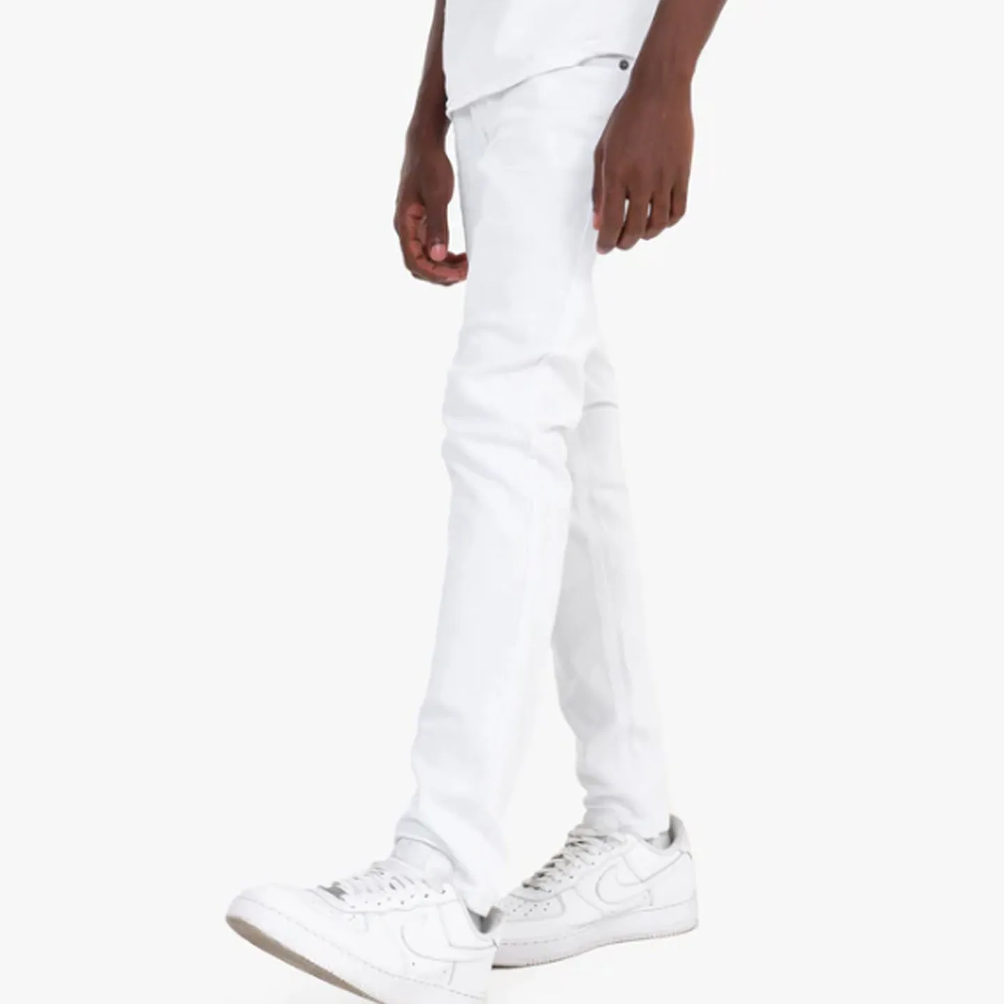 Copper Rivet Plain Slim  Boy Jean (White)