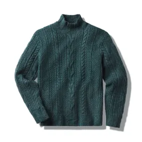 Fisherman Cable Turtleneck - Bottle Green