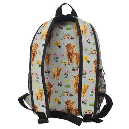 Floral Cow Medium Size NGIL Canvas Backpack