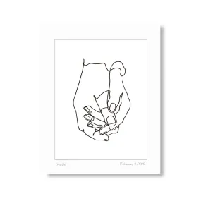 Hands - Minimalist Mounted Art - 16" x 12" - Black