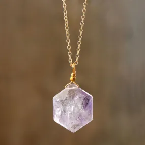 'Hexa' Soft Purple Amethyst Pendant Necklace