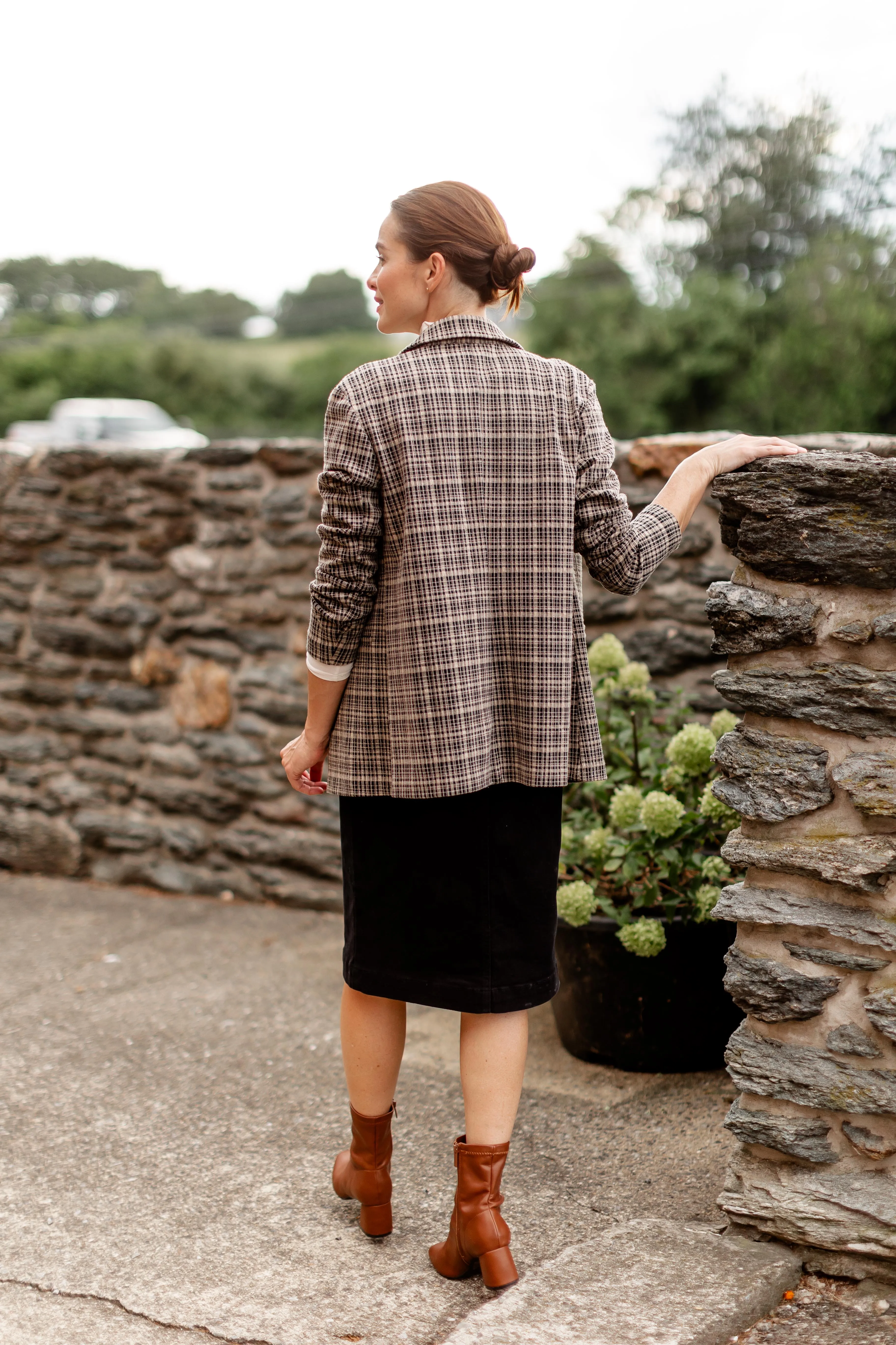 'James' Plaid Print Relaxed Blazer in Deep Taupe FINAL SALE