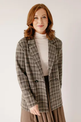 'James' Plaid Print Relaxed Blazer in Deep Taupe FINAL SALE