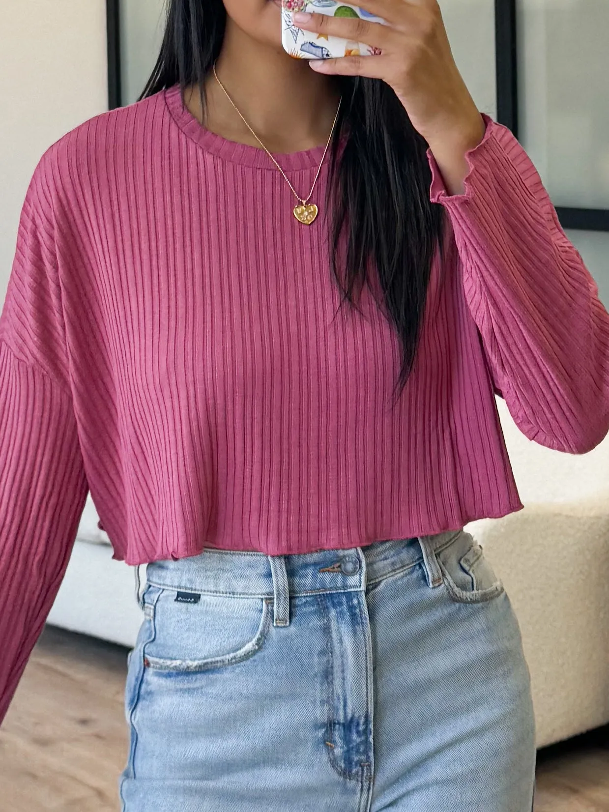 Lakelyn Ribbed Long Sleeve | Raspberry | FINAL SALE