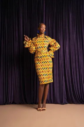 MOYIN African Print Mock Neck Midi Dress