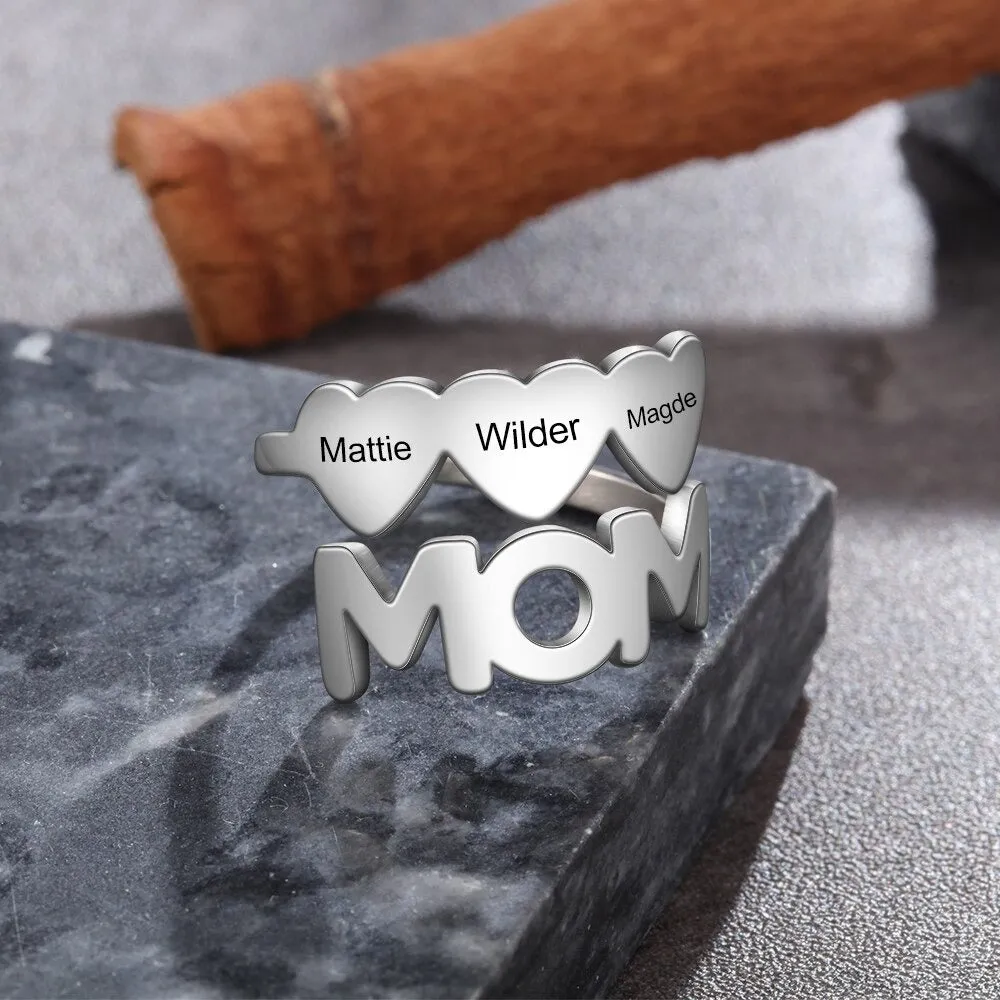 Personalized Stainless Steel Mom Ring