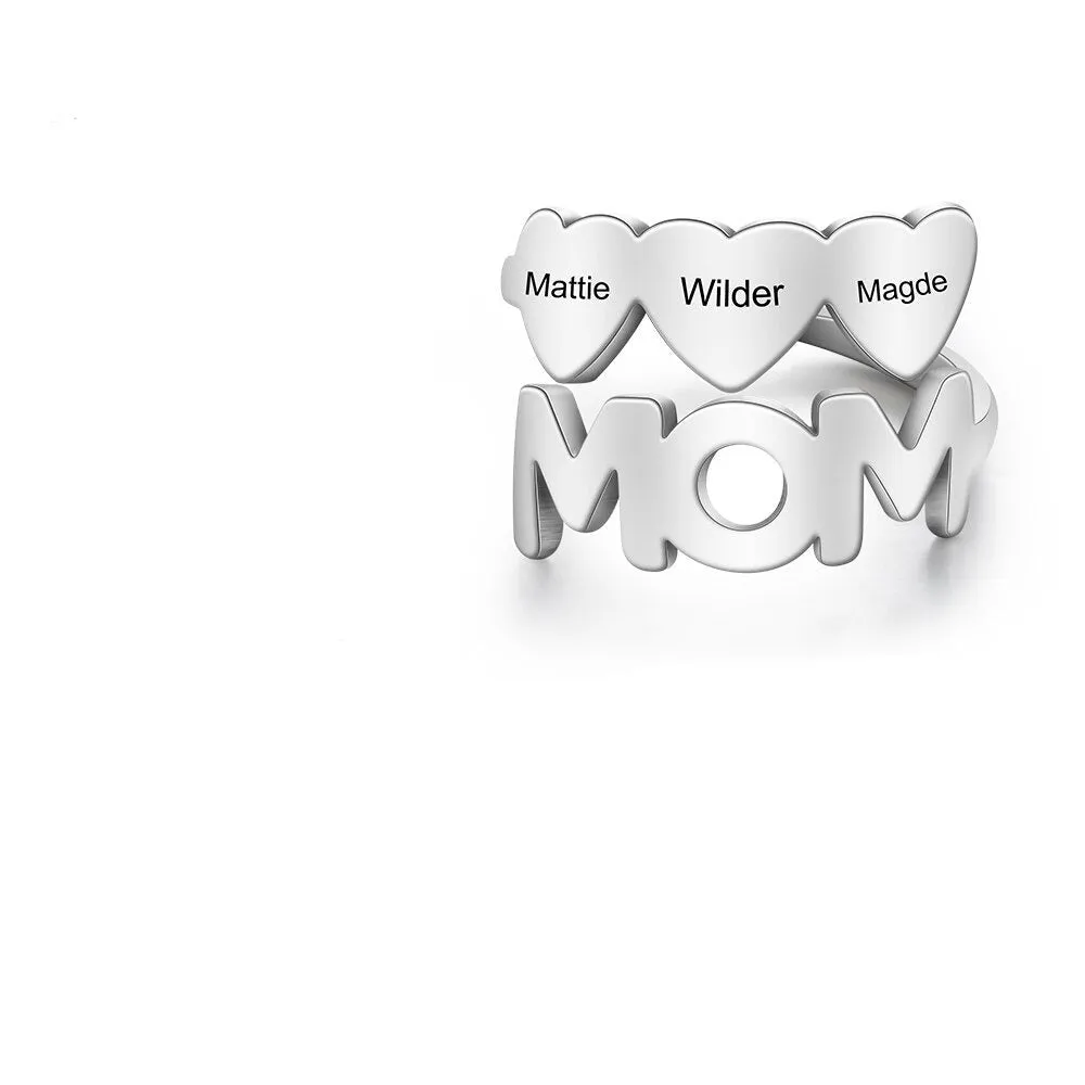 Personalized Stainless Steel Mom Ring