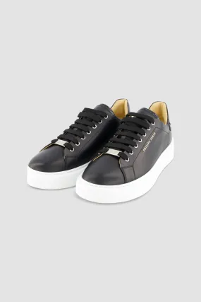 Philipp Plein Black Leather Lo-Top Hexagon Sneakers