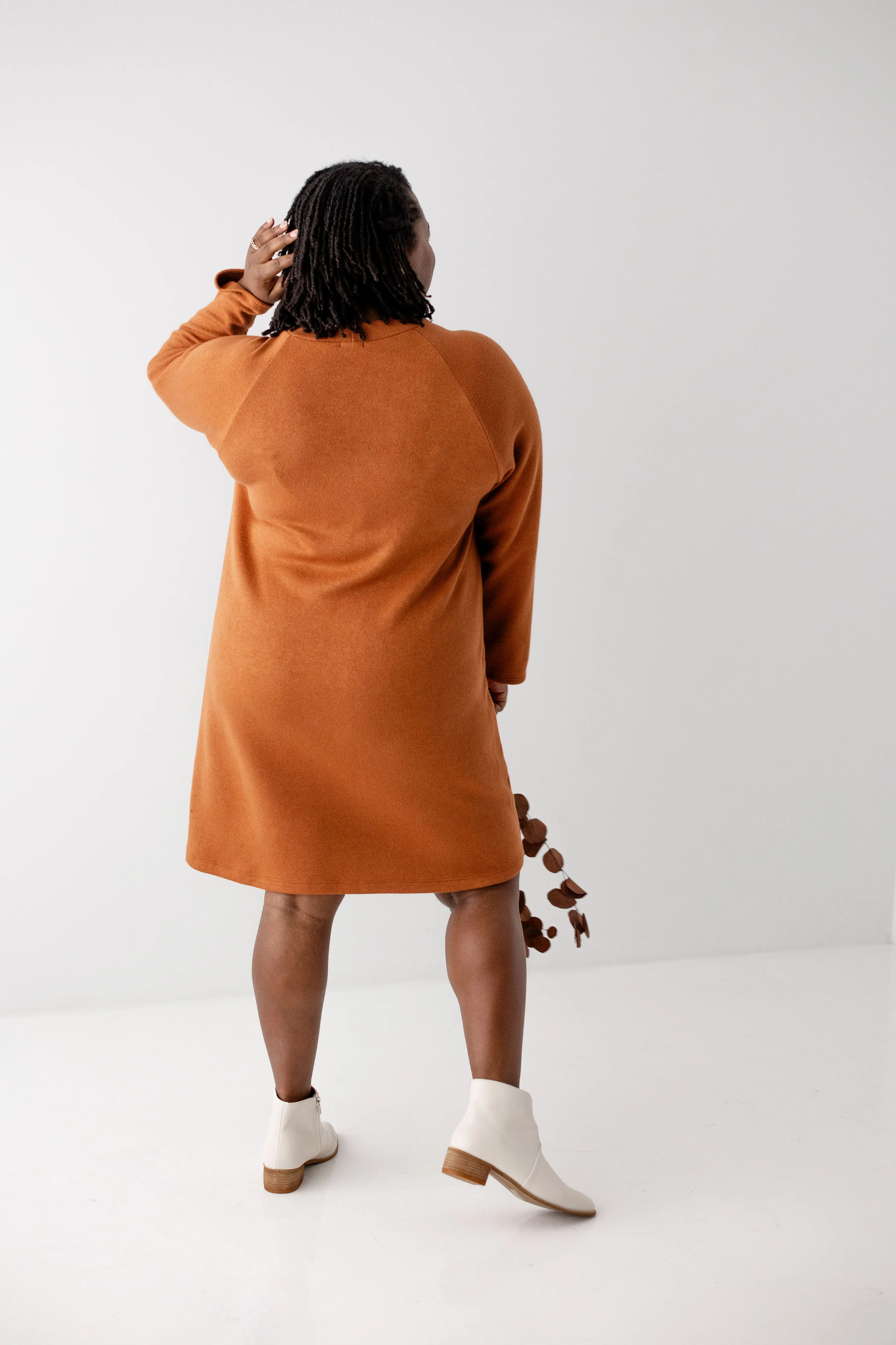 Plus 'Maribel' Mock Neck Sweater Dress in Camel FINAL SALE