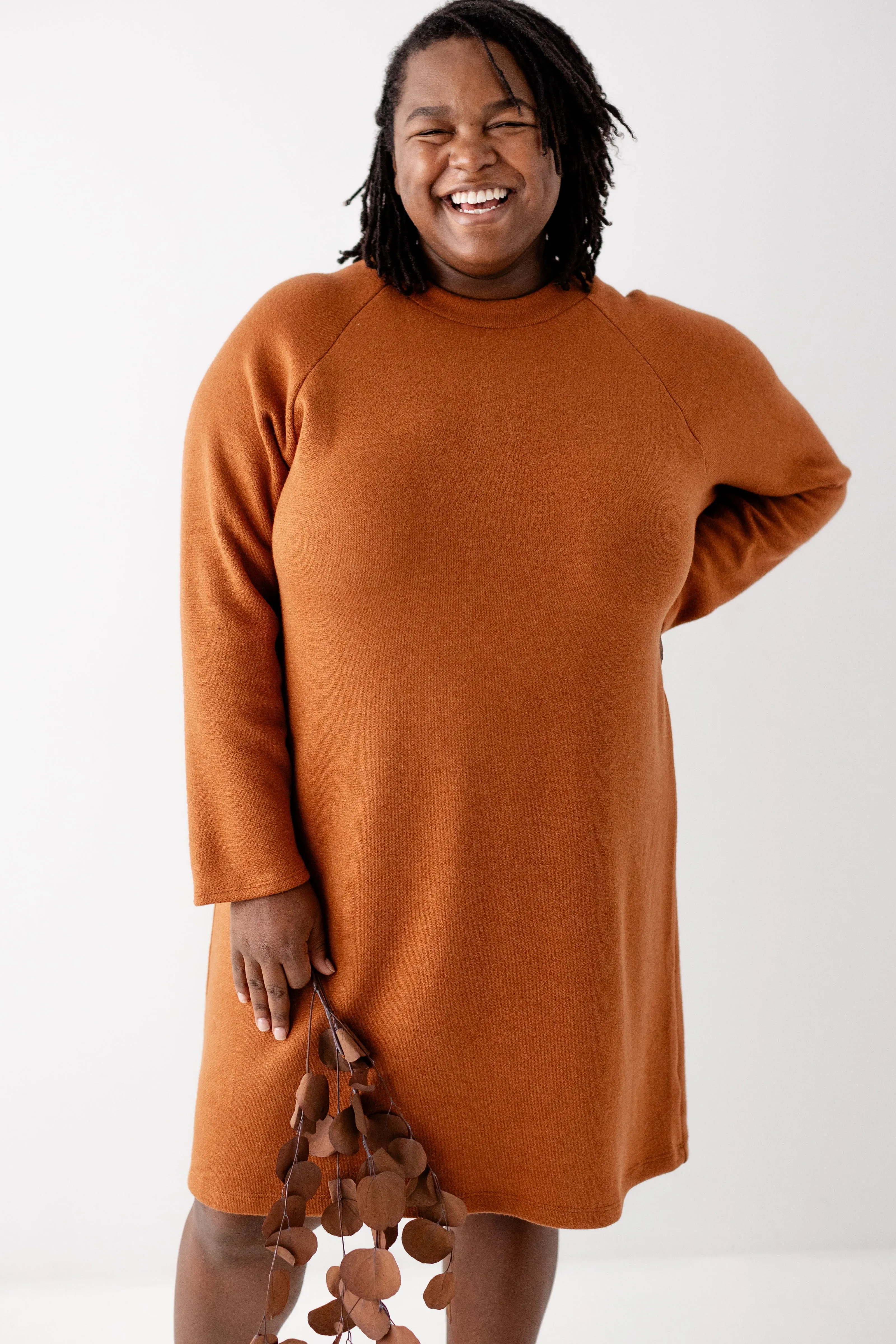 Plus 'Maribel' Mock Neck Sweater Dress in Camel FINAL SALE