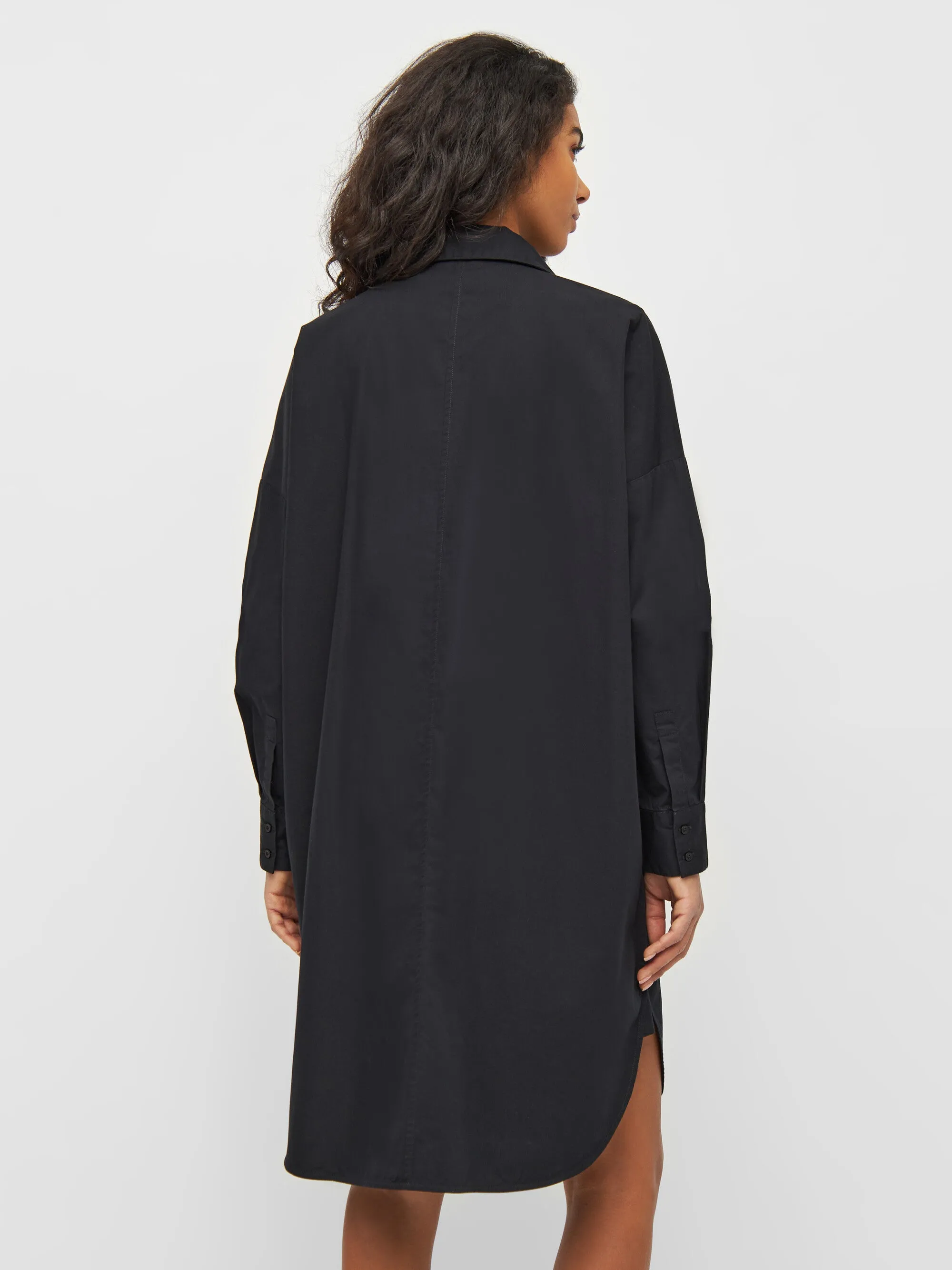 Poplin dropped shoulder shirt dress - Black Jet