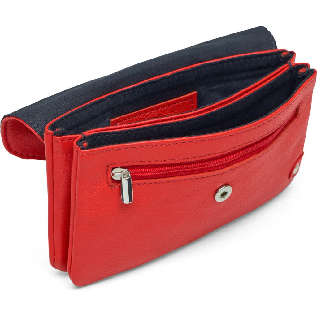 Purse/waist bag in soft leather and timeless design / 16046 - Red