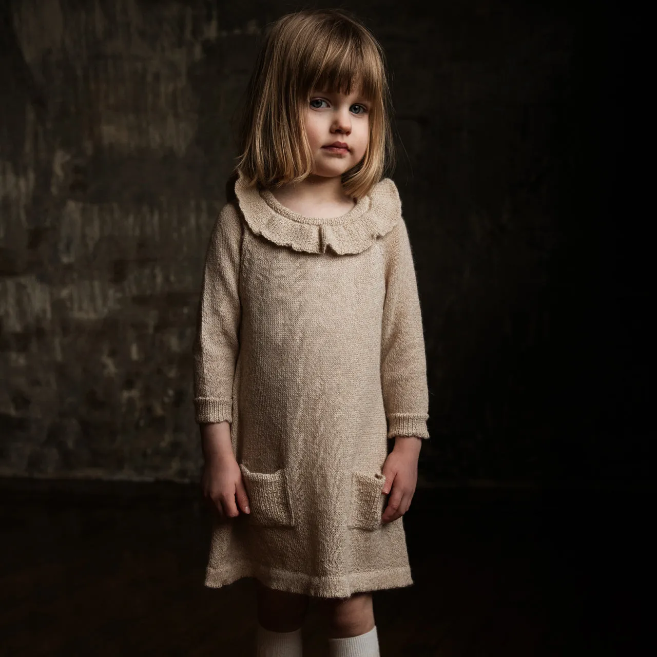 Ruffle Dress - 100% Alpaca - Cream Twist (18m-8y)