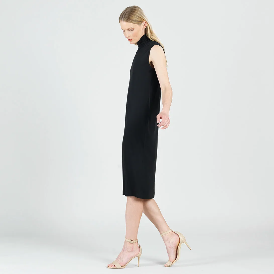 Signature Mock Neck Midi Dress - Black