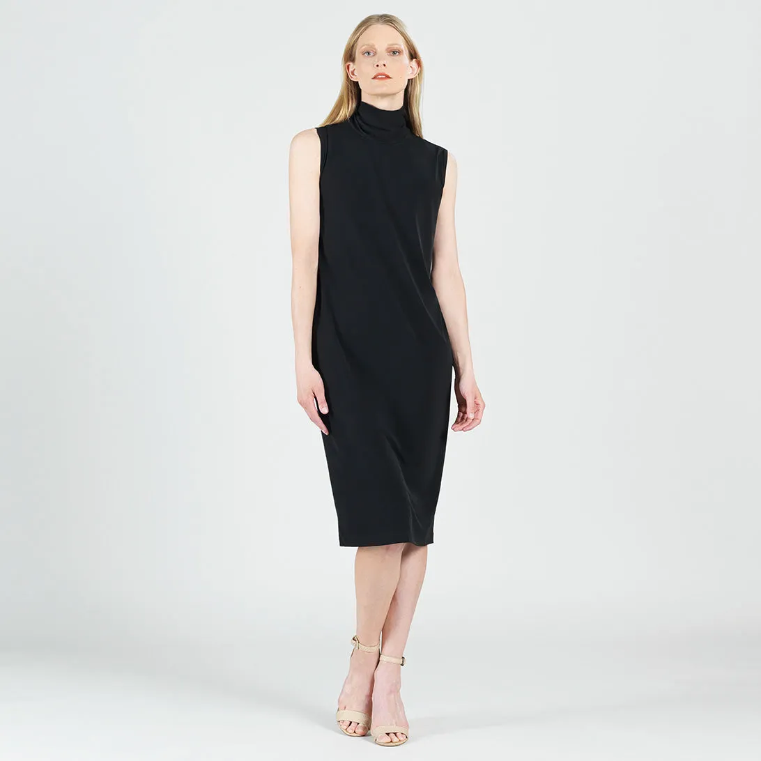 Signature Mock Neck Midi Dress - Black