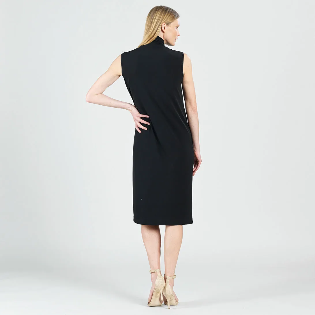 Signature Mock Neck Midi Dress - Black