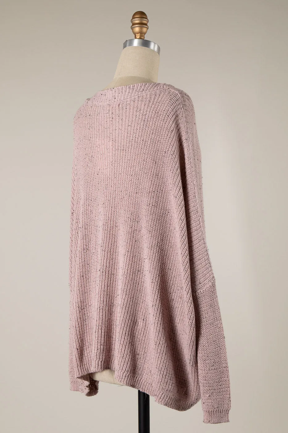 SPECKLED V NECK OVERSIZED KNIT SWEATER 1 PACK