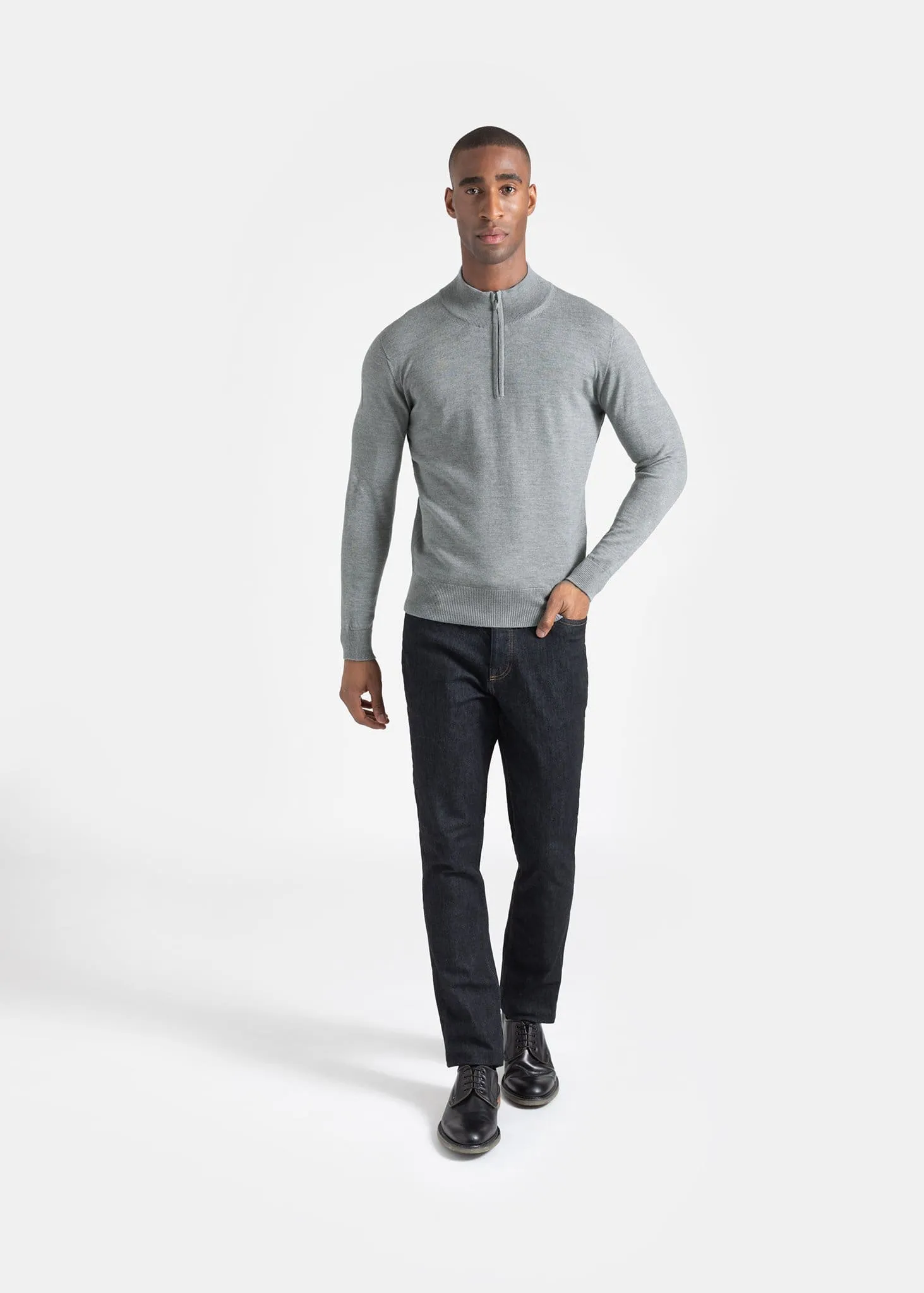 Zip Neck Jumper Light Grey